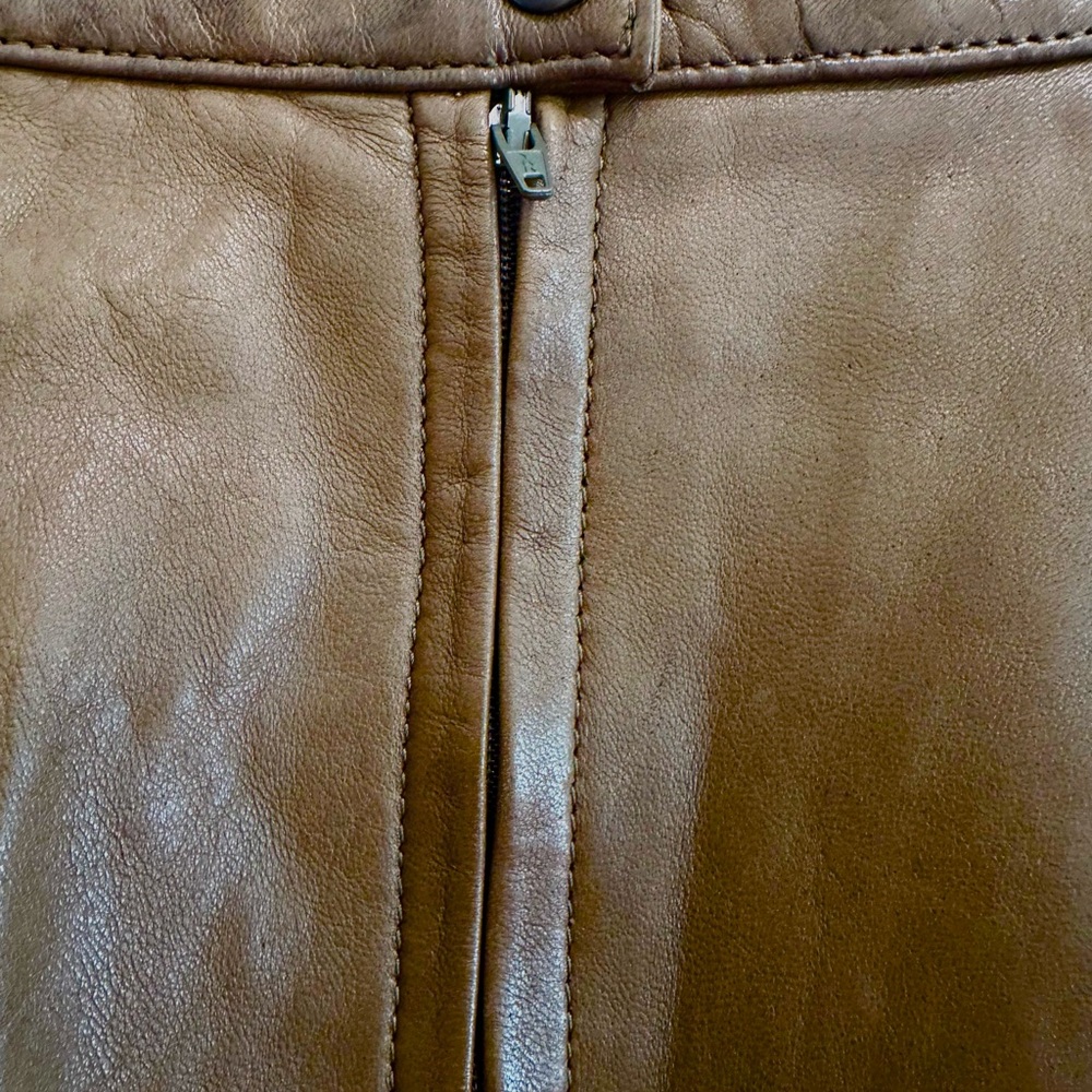 Fringed Leather Skirt - Olive Green Vintage - Picture 5 of 9